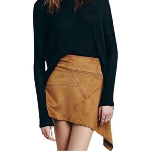 Free People x Liberty Garden Brown Faux Suede Mini Skirt